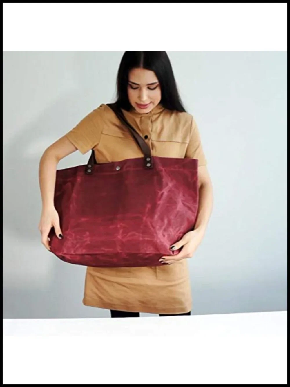 Waxed Canvas Extra Large Travel Tote Shoulder Bag